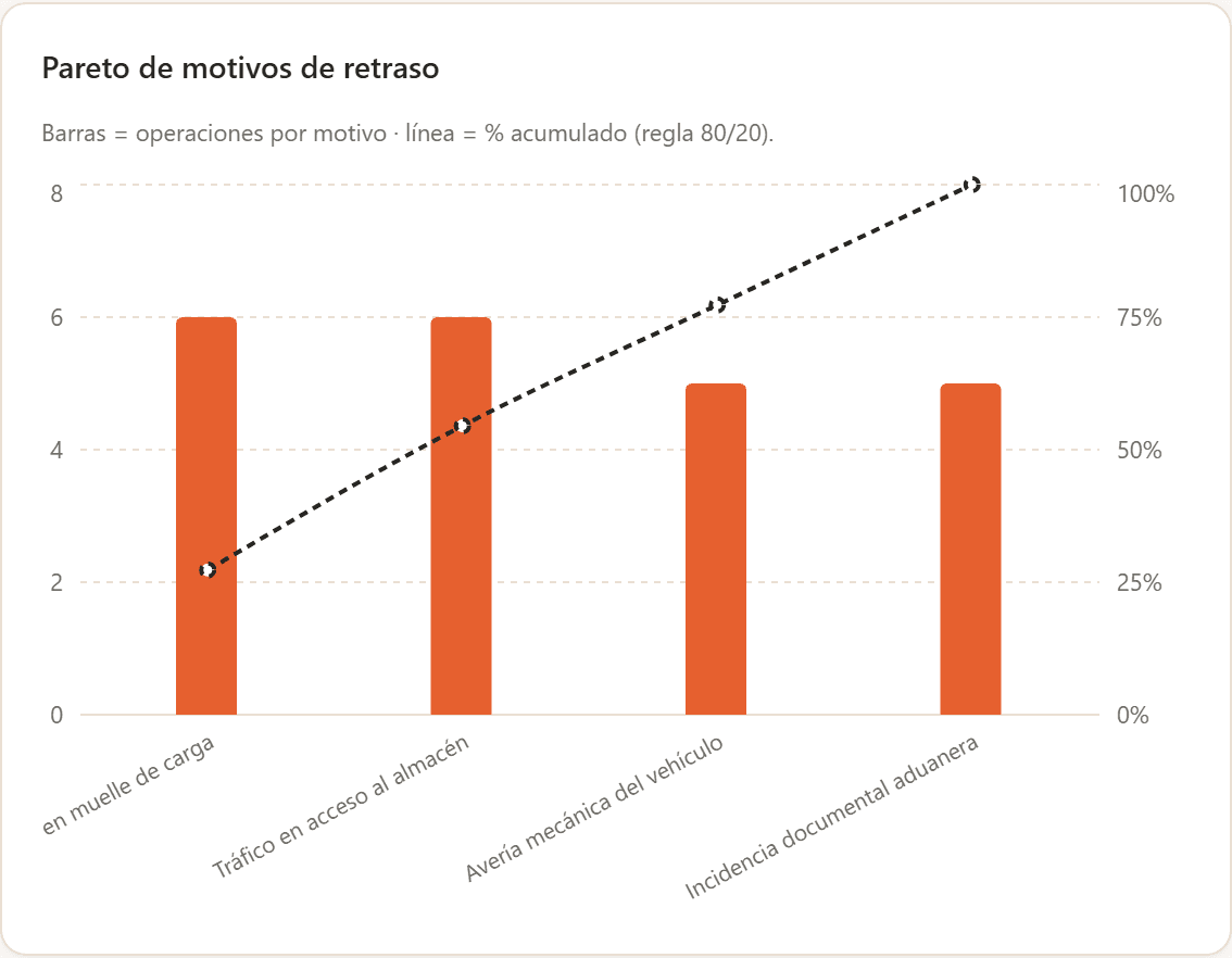 Pareto de motivos de retraso en el Dashboard